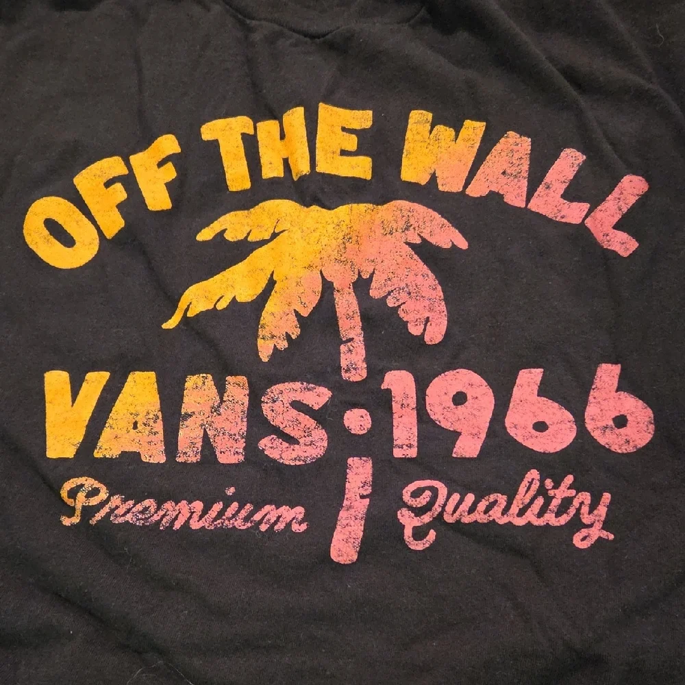Vans Black 'Off The Wall' Palm Graphic Tee with Yellow & Pink Print - Picture 3 of 3